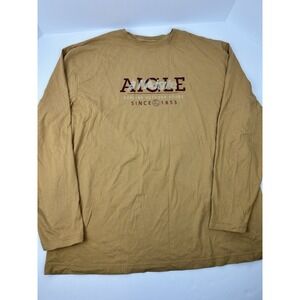 Aigle Men's XL Mustard Outdoor Long Sleeve Crew Neck Cotton T-Shirt Workwear